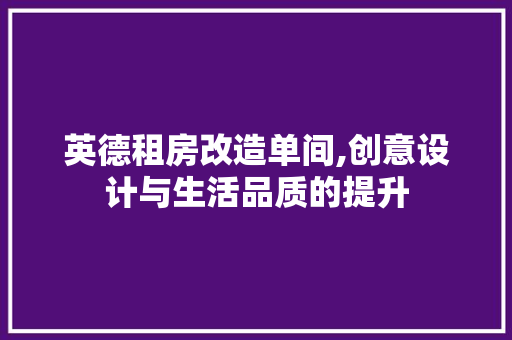 英德租房改造单间,创意设计与生活品质的提升 汽车维修
