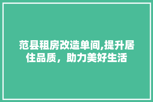 范县租房改造单间,提升居住品质，助力美好生活