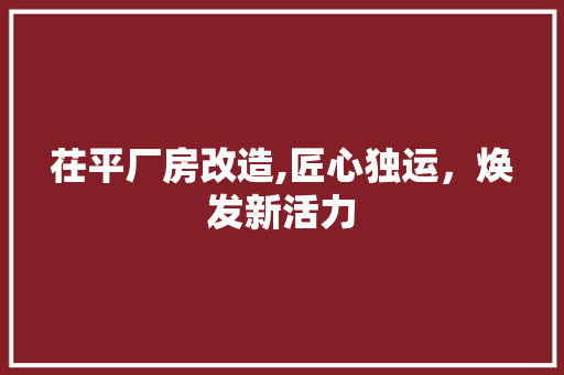 茌平厂房改造,匠心独运，焕发新活力