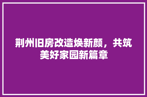 荆州旧房改造焕新颜，共筑美好家园新篇章