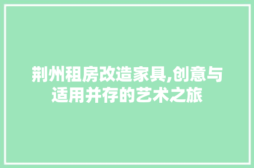 荆州租房改造家具,创意与适用并存的艺术之旅