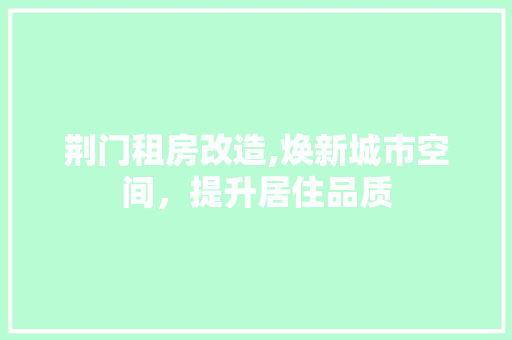 荆门租房改造,焕新城市空间，提升居住品质 汽车维修