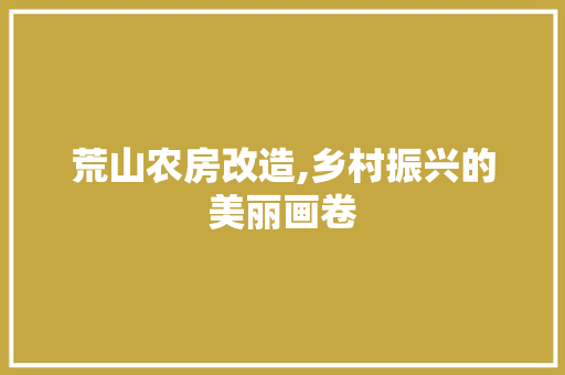 荒山农房改造,乡村振兴的美丽画卷