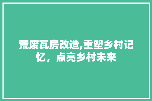 荒废瓦房改造,重塑乡村记忆，点亮乡村未来