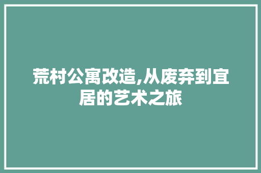 荒村公寓改造,从废弃到宜居的艺术之旅
