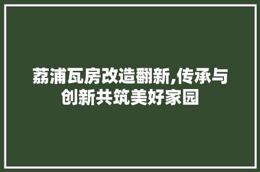 荔浦瓦房改造翻新,传承与创新共筑美好家园 墙体维修