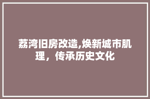 荔湾旧房改造,焕新城市肌理，传承历史文化