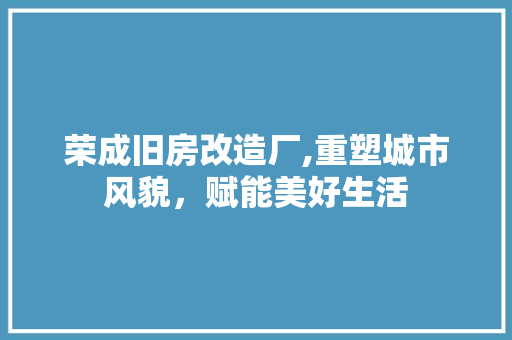 荣成旧房改造厂,重塑城市风貌，赋能美好生活