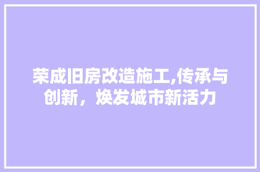 荣成旧房改造施工,传承与创新，焕发城市新活力