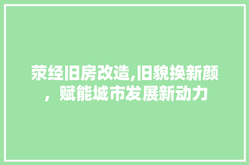 荥经旧房改造,旧貌换新颜，赋能城市发展新动力