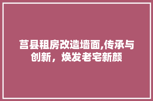 莒县租房改造墙面,传承与创新，焕发老宅新颜