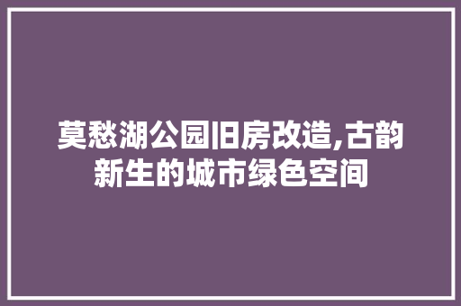 莫愁湖公园旧房改造,古韵新生的城市绿色空间