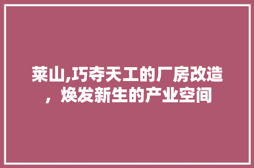 莱山,巧夺天工的厂房改造，焕发新生的产业空间