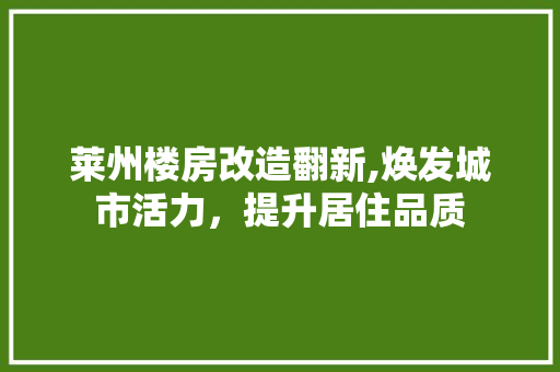 莱州楼房改造翻新,焕发城市活力，提升居住品质 墙体维修