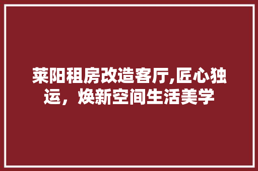 莱阳租房改造客厅,匠心独运，焕新空间生活美学