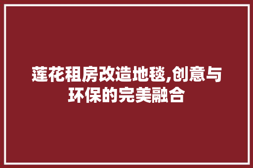 莲花租房改造地毯,创意与环保的完美融合