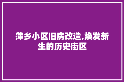 萍乡小区旧房改造,焕发新生的历史街区