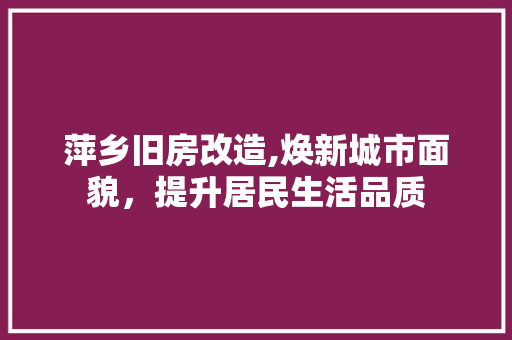 萍乡旧房改造,焕新城市面貌，提升居民生活品质