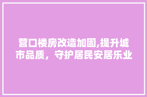 营口楼房改造加固,提升城市品质，守护居民安居乐业 综合便民