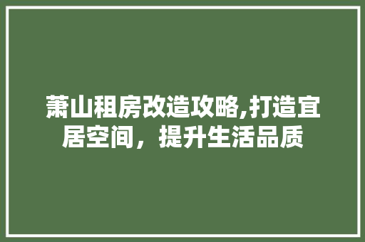 萧山租房改造攻略,打造宜居空间，提升生活品质