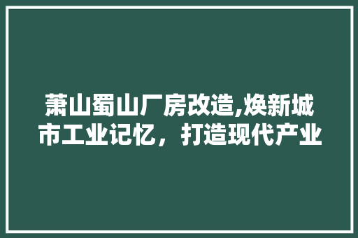 萧山蜀山厂房改造,焕新城市工业记忆，打造现代产业新地标