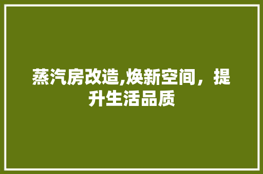 蒸汽房改造,焕新空间，提升生活品质