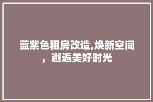 蓝紫色租房改造,焕新空间，邂逅美好时光