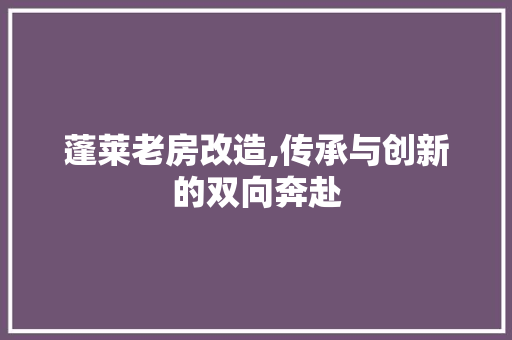 蓬莱老房改造,传承与创新的双向奔赴
