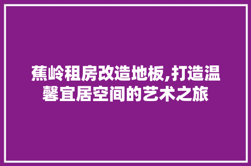 蕉岭租房改造地板,打造温馨宜居空间的艺术之旅