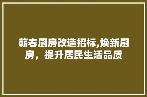 蕲春厨房改造招标,焕新厨房，提升居民生活品质