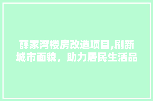 薛家湾楼房改造项目,刷新城市面貌，助力居民生活品质提升