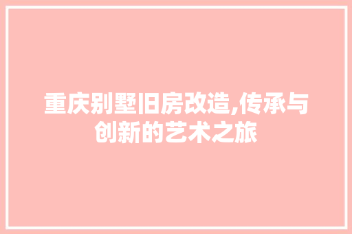 重庆别墅旧房改造,传承与创新的艺术之旅 厨房维修