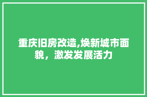 重庆旧房改造,焕新城市面貌，激发发展活力