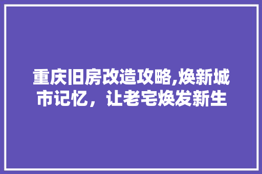 重庆旧房改造攻略,焕新城市记忆，让老宅焕发新生