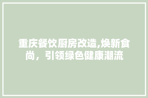重庆餐饮厨房改造,焕新食尚，引领绿色健康潮流 厨房维修