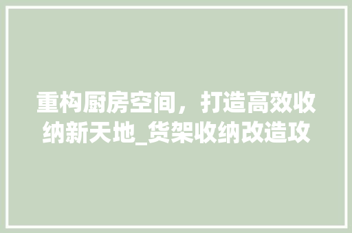 重构厨房空间，打造高效收纳新天地_货架收纳改造攻略