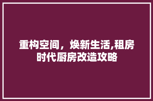 重构空间，焕新生活,租房时代厨房改造攻略