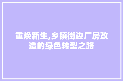 重焕新生,乡镇街边厂房改造的绿色转型之路