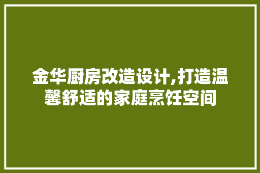 金华厨房改造设计,打造温馨舒适的家庭烹饪空间 家电维修