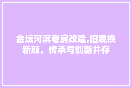 金坛河滨老房改造,旧貌换新颜，传承与创新并存