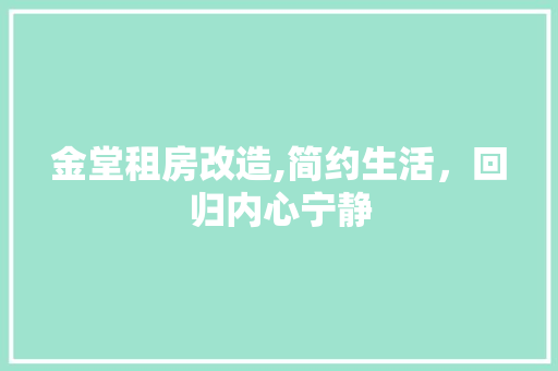 金堂租房改造,简约生活，回归内心宁静 厨房维修