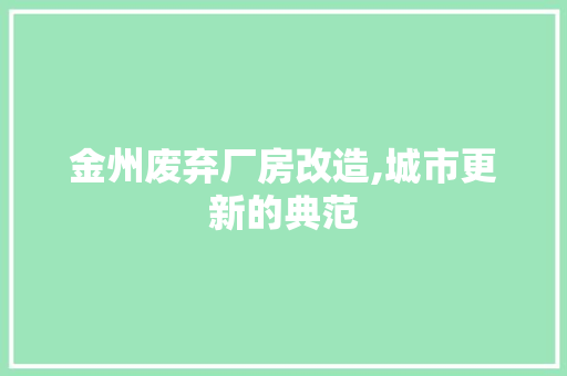 金州废弃厂房改造,城市更新的典范 家电维修
