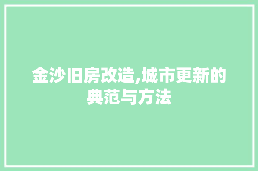 金沙旧房改造,城市更新的典范与方法