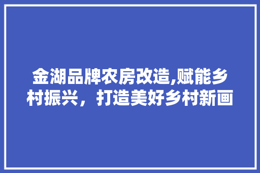 金湖品牌农房改造,赋能乡村振兴，打造美好乡村新画卷