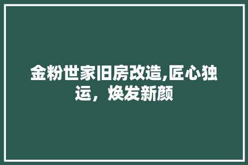 金粉世家旧房改造,匠心独运，焕发新颜