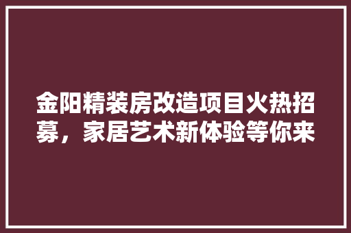 金阳精装房改造项目火热招募，家居艺术新体验等你来！