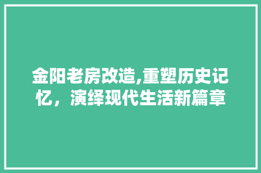 金阳老房改造,重塑历史记忆，演绎现代生活新篇章