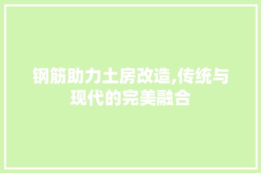 钢筋助力土房改造,传统与现代的完美融合