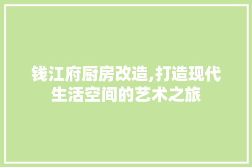 钱江府厨房改造,打造现代生活空间的艺术之旅