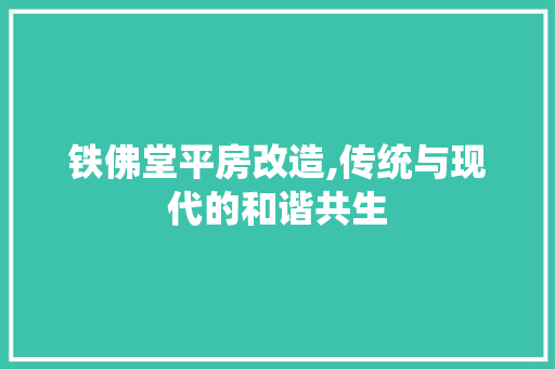 铁佛堂平房改造,传统与现代的和谐共生